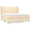 Image de vidaXL Lit boxspring avec matelas Crème 160x200 cm Tissu