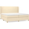 Image de vidaXL Lit boxspring avec matelas Crème 200x200 cm Tissu