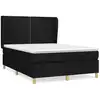 Image de vidaXL Lit boxspring avec matelas noir 140x190 cm Tissu