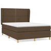 Image de vidaXL Lit boxspring avec matelas brun foncé 140x190 cm Tissu