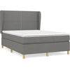 Image de vidaXL Lit boxspring avec matelas gris foncé 140x200 cm Tissu