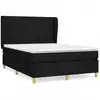Image de vidaXL Lit boxspring avec matelas noir 140x190 cm Tissu