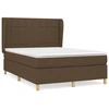 Image de vidaXL Lit boxspring avec matelas brun foncé 140x190 cm Tissu
