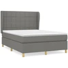 Image de vidaXL Lit boxspring avec matelas gris foncé 140x200 cm Tissu