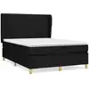 Image de vidaXL Lit boxspring avec matelas noir 140x200 cm Tissu