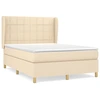 Image de vidaXL Lit boxspring avec matelas Crème 140x200 cm Tissu