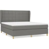 Image de vidaXL Lit boxspring avec matelas gris foncé 160x200 cm Tissu