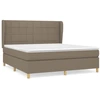 Image de vidaXL Lit boxspring avec matelas Taupe 160x200 cm Tissu