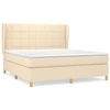 Image de vidaXL Lit boxspring avec matelas Crème 160x200 cm Tissu
