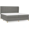 Image de vidaXL Lit boxspring avec matelas gris foncé 200x200 cm Tissu