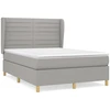 Image de vidaXL Lit boxspring avec matelas gris clair 140x190 cm Tissu