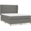 Image de vidaXL Lit boxspring avec matelas gris foncé 140x190 cm Tissu