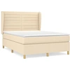 Image de vidaXL Lit boxspring avec matelas Crème 140x190 cm Tissu