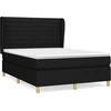 Image de vidaXL Lit boxspring avec matelas noir 140x200 cm Tissu
