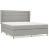 Image de vidaXL Lit boxspring avec matelas gris clair 160x200 cm Tissu