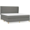 Image de vidaXL Lit boxspring avec matelas gris foncé 160x200 cm Tissu