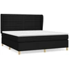 Image de vidaXL Lit boxspring avec matelas noir 160x200 cm Tissu