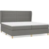 Image de vidaXL Lit boxspring avec matelas gris foncé 200x200 cm Tissu