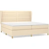 Image de vidaXL Lit boxspring avec matelas Crème 200x200 cm Tissu