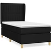 Image de vidaXL Lit boxspring avec matelas noir 90x200 cm Tissu