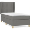 Image de vidaXL Lit boxspring avec matelas gris foncé 100x200 cm Tissu