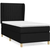 Image de vidaXL Lit boxspring avec matelas noir 100x200 cm tissu