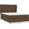 Image de vidaXL Lit boxspring avec matelas brun foncé 140x190 cm Tissu