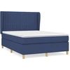 Image de vidaXL Lit boxspring avec matelas bleu 140x190 cm Tissu