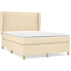 Image de vidaXL Lit boxspring avec matelas Crème 140x200 cm Tissu