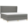 Image de vidaXL Lit boxspring avec matelas gris foncé 160x200 cm Tissu