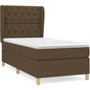 Image de vidaXL Lit boxspring avec matelas brun foncé 80x200 cm Tissu