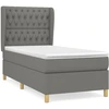 Image de vidaXL Lit boxspring avec matelas gris foncé 90x190 cm Tissu