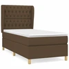 Image de vidaXL Lit boxspring avec matelas brun foncé 90x190 cm Tissu