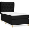 Image de vidaXL Lit boxspring avec matelas noir 90x200 cm Tissu