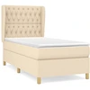 Image de vidaXL Lit boxspring avec matelas Crème 90x200 cm Tissu