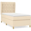 Image de vidaXL Lit boxspring avec matelas Crème 100x200 cm Tissu