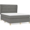 Image de vidaXL Lit boxspring avec matelas gris foncé 140x190 cm Tissu