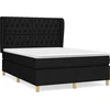 Image de vidaXL Lit boxspring avec matelas noir 140x190 cm Tissu