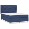 Image de vidaXL Lit boxspring avec matelas bleu 140x190 cm Tissu