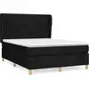 Image de vidaXL Lit boxspring avec matelas noir 140x200 cm Tissu