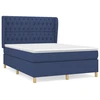 Image de vidaXL Lit boxspring avec matelas bleu 140x200 cm Tissu