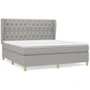 Image de vidaXL Lit boxspring avec matelas gris clair 160x200 cm Tissu