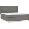Image de vidaXL Lit boxspring avec matelas gris foncé 160x200 cm Tissu