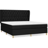 Image de vidaXL Lit boxspring avec matelas noir 160x200 cm Tissu