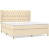 Image de vidaXL Lit boxspring avec matelas Crème 160x200 cm Tissu