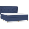 Image de vidaXL Lit boxspring avec matelas bleu 160x200 cm Tissu