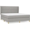 Image de vidaXL Lit boxspring avec matelas gris clair 180x200 cm Tissu