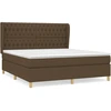 Image de vidaXL Lit boxspring avec matelas brun foncé 180x200 cm Tissu