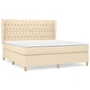 Image de vidaXL Lit boxspring avec matelas Crème 180x200 cm Tissu