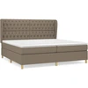 Image de vidaXL Lit boxspring avec matelas Taupe 200x200 cm Tissu